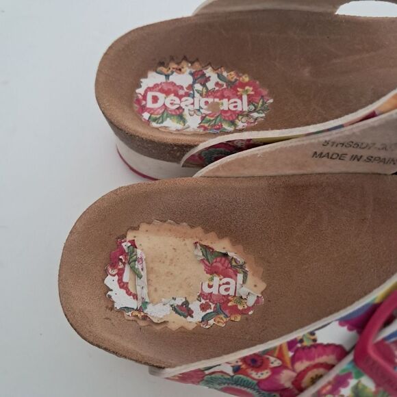 Desigual Sandals Women's 8 Floral Colorful Artsy Summer Boho Coastal Preppy - Picture 3 of 5